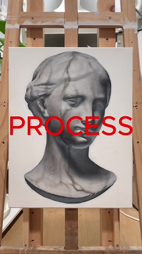 ラファエル少女#油絵#石膏像 | Oil Pastel Drawing