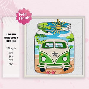 Mason Jar Camper Van Beach Shadow Box Svg, Mason Jar Svg, Beach Gift, Camper Van SVG, for Cricut File, Travel Relax, 3D Box Gift, Summer SVG - Etsy