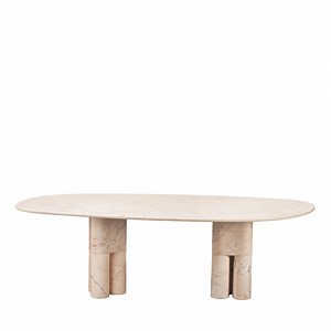 Tria Irregular Pink Portugal Marble Dining Table by L. Bozzoli