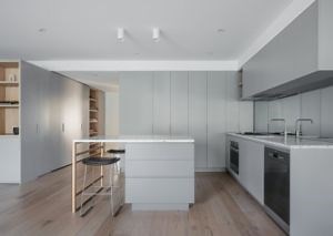 [Hot Item] Simple Grey Design European Style Flat Pack Handleless Kitchen Cabinets