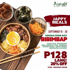 BIBIMBAP (Korean Fried Rice) - P160 - SUSHI RICE - MUSHROOM, - NORI - CARROTS - EGG - CABBAGE - SESAME SEEDS - WHITE ONION - MARINATED CHICKEN BIBIMBAP (Japanese Fried Rice) - P160 - SUSHI RICE - BULGOGI HAM - NORI - SPRING ONIONS - EGG - PICKLED RELISH - CARROTS - WHITE ONIONS ORDER NOW, WE DELIVER! 📍*METRO MANILA SOUTH GMA PASAY 8-843-6868 / 703-0795 / 0977-830-7533 PARANAQUE / SUCAT 8828-6868 /8771-1180 / 0977-830-7501 LAS PINAS/ ALABANG 8-886-6868 / 401-6878 / 0922-81693-66 BETTERLIVING/BIC