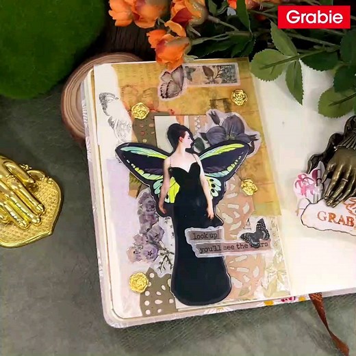 📚🌸 Creating a scrapbooking page with our June Scrabook Box✂️🎨 Enjoy the satisfying sound of paper tearing and peeling as we bring together creativity and vibrant embellishments. 🌟💕 Made with our: Past Pack - June 2023 Grabie Scrapbook Club Box #scrapbooking #artjournal #journaling #mixedmedia #scrapbookingideas | Grabie
