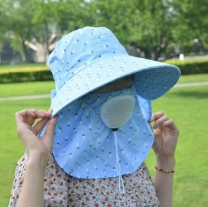 [Hot Item] Women Outdoor Summer Sun Hat UV Protection Wide Brim Foldable Safari Fishing Cap