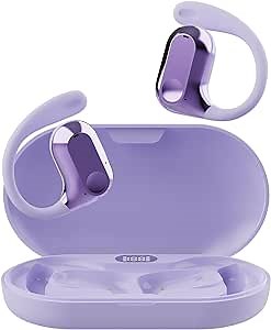 Out of Ear Earless Headphones Bluetooth Open Outer Ear Wireless Headphones Outside The Ear Open Ear Earbuds Buds Wireless Ear Hanging Bluetooth Headset Bone Air Conduction Earbuds Purple