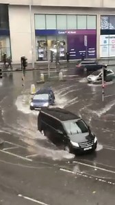 This epic puddle is causing drivers problems in city centre Nottingham. The awful weather has led to some public transport cancellations. More here: https://bbc.in/2OafzUZ | BBC Nottingham