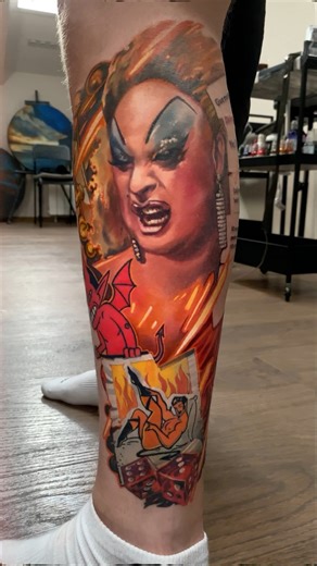 Lady Gaga tattoo progress! Who’s you fave Dirtiest Bitch? Of course ! #colortattoo #tattoo #tattooartist | Andrey Barkov Grimmy3D