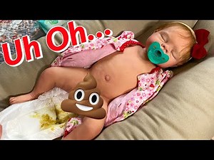 Silicone Baby Doll Morning Routine | Poopy Diaper Change & Outing