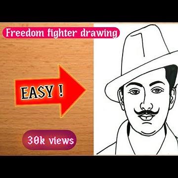 Freedom fighter easy trick drawing 🇮🇳 || Bhagat singh drawing ||