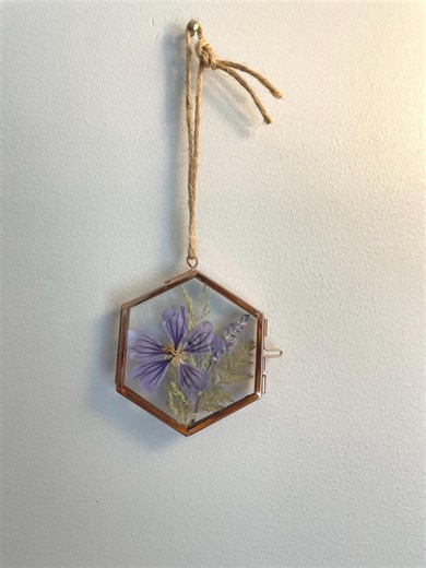 Pressed Flower Hanging Frames - Purple Mallow Flower - Etsy