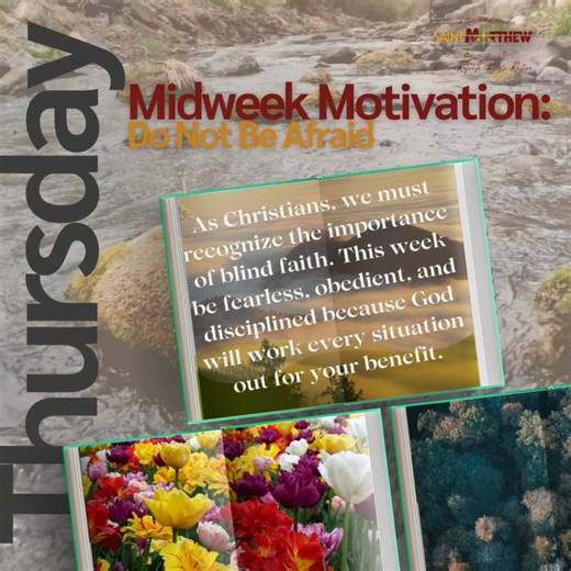 God calls us to live without fear, trusting Him with every part of our lives. When we surrender our worries and doubts to Him, we make room for His peace and guidance to lead us. Let go, trust His plan, and walk boldly in faith! 🙏✨ Scripture📖: But the LORD God called to the man, “Where are you?” 10 He answered, “I heard you in the garden, and I was afraid because I was naked; so I hid.” - Genesis 4:9-10 NIV .... #SaintMatthewAMEChurch #MidweekMotivation #FaithOverFear #TrustGod #PeaceInChrist 