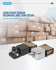 Printer Epson LabelWorks LW-Z5000WA & Z5010BA merupakan pilihan yang ideal untuk pencetakan label yang tahan segala cuaca dengan kualitas hasil cetak yang konsisten. Dengan gulungan label kapasitas besar, Anda bisa menghemat waktu untuk mencetak label dalam jumlah yang banyak. Info lengkap: www.epson.co.id/Label-Printers-and-Presses/Epson-LabelWorks-LW-Z5000WA-Bulk-Roll-Label-Printer/p/C51CH30450?utm_source=meta&utm_medium=organic&utm_campaign=ein_fy23_soc_lw_id_tactical_awareness_label-printer&
