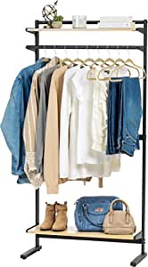 IRIS USA 34 Inch Freestanding Shelving Unit with Adjustable Shelf Brackets, Heavy Duty Steel Frame with Wood Shelves for Bookshelf, Clothes Rack, Laundry Storage Shelf, 2 Adjustable Shelves