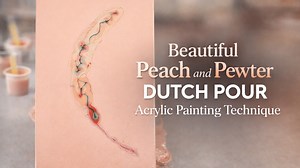 Beautiful peach and pewter Dutch pour acrylic painting technique
