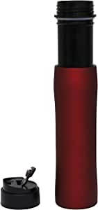 Portable Stainless Steel Grey French Press Travel Mug with Filter and Double Wall Insulated Thermos Kettle Hot or Cold Coffee/Tea Maker Compact for Driving/Camping, 16 oz.
