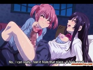 Shemale hentai coed handjob and splash cum