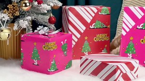 EWES Funny Christmas Wrapping Paper Rolls Set, Pink Kids Heavy Duty Premium Gift Wrap, Cute Cartoon with Christmas Tree,Reversible, Total 28.5sq.ft