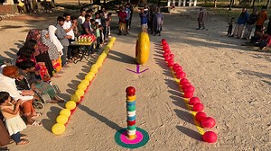 5.5K views · 83 reactions | Breaking the pot tower with tires !! Very Interesting game 殺 | The Village Game | Facebook