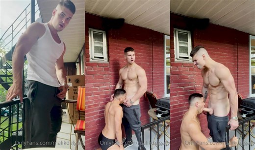 Balcony Blowjob Malik Delgaty & Alex Montenegro - free gay porn