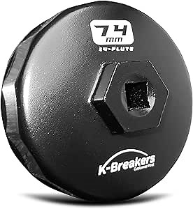 Heavy Duty Oil Filter Wrench, 74mm, Black, Plastic and Aluminum