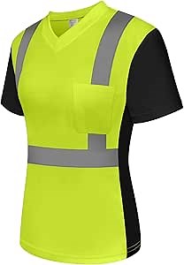 Black Safety Vest with Pockets, Hi Vis Construction Vest for Men Women, Neon High Visibility Mesh Work Vest with Reflective Strips for Contractors/Surveyors, ANSI Compliant, (UB-Black, S)
