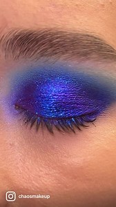 3.6K views · 206 reactions |  Who else loves blue shadows?!   I applied Artemis on my models lids & loved it! I especially loved the blue to purple shift 朗 ▫️You can find Artemis in our New Multichrome Collection.  This product is all natural, cruelty free, handcrafted, pure pigment, talc free & vegan friendly. | Chaos Makeup | Facebook