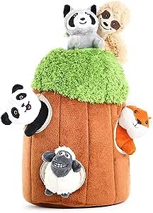 Muiteiur Squeak Puzzle Plush Dog Toy Interactive Hide and Seek Activity Toy for Dogs Durable Natural Puppy Toy Stuffed Toy for Dogs