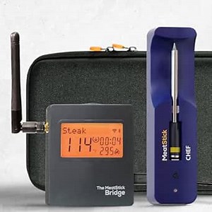 MeatStick Chef WiFi Travel Kit [Unlimited Range] | Quad Sensors Smart Wireless Meat Thermometer with Bluetooth | for Grilling, BBQ, Air Fryer, Deep Frying, Oven, Sous Vide, Rotisserie