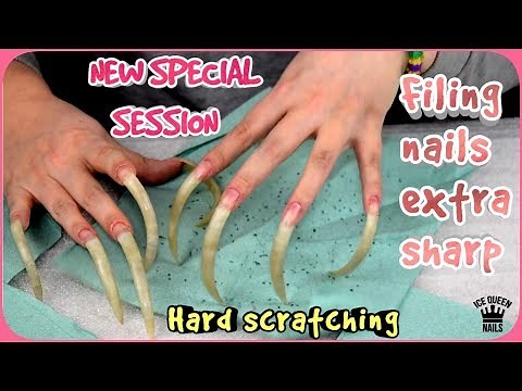 PERFECT CLOSE UP ASMR AGGRESSIVE FILING LONG NAILS SCRATCHING HARD