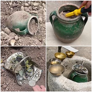 Treasure hunter finds a buried vase filled with antique items | Handy Dandy