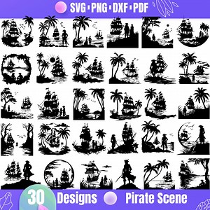 Pirate Scene SVG Bundle: Nautical Pirate Ship Clipart (digital Download) - Etsy