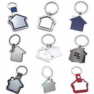 [Hot Item] Custom Hot Sale Real Estate Key Chain Engraved Sublimation Metal Keyholder Keyring Holder House Shape Logo Custom Keychain