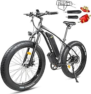 Amazon.com: Rattan 48V 750W Electric Mountain Bike 26 inch 4.0 Fat Tire Electric Bike for Adult 48V 13AH Removable Lithium-ion Battery Fat Tire Beach Snow Ebike Shimano 7-Speed Gear : Everything Else