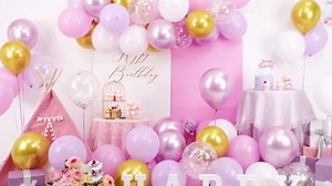 FunHot Pink Purple Balloons, 50 Pcs Metallic Gold Pink Balloon, 12 Inch Pastel Purple Colorful Confetti Latex Balloons for Girls Baby Shower Wedding Women Birthday Anniversary Butterfly Party Decor