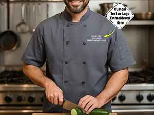 Embroidered Custom Chef Jacket, Baker Work Chef Uniform Coat, Personalised Text Name or Monogrammed Kitchen Coat, Chef Name Flag Sleeve Coat - Etsy UK