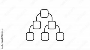 Animated branched process icons. Charts line animation library. Category diagram. Classification scheme. Black illustrations on white background. HD video with alpha channel. Motion graphic Видео Stock