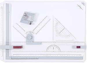 Keenso Drafting Table, A3 Drawing Board with Parallel Motion Rule, Adjustable Angle, for Engineers and Students