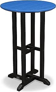 POLYWOOD RRT224FBLPB Contempo 24-Inch Round Counter Height Table, Black Frame, Pacific Blue