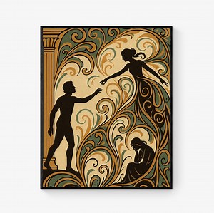 Impression d'art Orphée et Eurydice | Mythologie grecque antique | Art nouveau | Mythe tragique de l'histoire d'amour | Salon | Décoration d'intérieur | Affiche - Etsy France