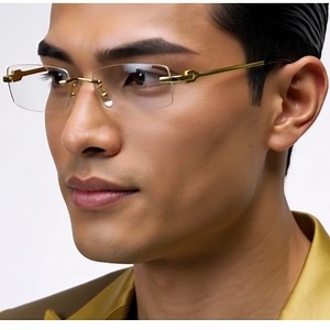 Elegant Eyeglasses Seek Rectangular Design Men Gold Tne Frame Exudes Luxury 2026