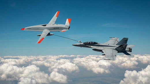 Aviation first! #MQ25 has made history as the first unmanned aircraft to ever refuel another aircraft - piloted or autonomous - during flight. The MQ-25 T1 test asset transferred fuel to an F/A-18 #SuperHornet last week, one of the jets MQ-25s will refuel during U.S. Navy operations. | The Boeing Company