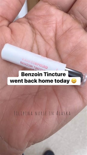 The other day I unintentionally took home a benzoin tincture. I applied steri strips to a patient & thought of having an extra tincture just in case I needed more & forgot to take it out of my pocket before going home. Today, I returned it because I don’t want to get accused of stealing our supplies. 😆 #filipinanurseinalaska #filipinainalaska #USRN #rnlife #nurselife #nurses | Filipina Nurse in Alaska CrevistonCreations