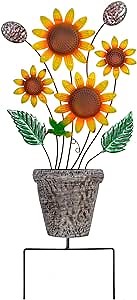 dreamysoul 27.6" Decorative Garden Stake - Metal Sunflower Yard Art for Outdoor Garden Patio Ornaments
