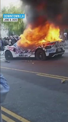 Waymo set on fire in downtown LA