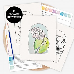 Digital Floral Paint Kit | 18 Flower Outlines | Self Guided Printable Watercolor Practice Sheets and Coloring Pages - Etsy UK