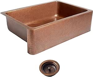 Sinkology K1A-1004-AMZ-B Adams Combo Drain Copper Kitchen Sink