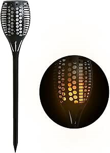 Lamp,96-LED Torch Style Solar Energy Warm White Light Wall Lamp with Light Control Black