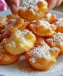 Funnel Cake Bites 🧁 Ingredients 2 cups all-purpose flour 2 tbsp granulated sugar 1 tsp baking powder ½ tsp salt 2 large eggs 1½ cups milk 1 tsp vanilla extract Vegetable oil for frying Powdered sugar for dusting 🔥 Instructions In a large bowl, whisk together flour, sugar, baking powder, and salt. In another bowl, beat eggs, milk, and vanilla. Add wet ingredients to dry and mix until smooth. Heat 2–3 inches of oil in a deep skillet or pot to 175°C (350°F). Drop batter by tablespoonfuls into hot