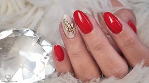Red Autumn gold leaf transfer foil nail set using products from our website: https://www.dorotapalicka.com/shop Thank you so much for watching ! : ) | Dorota Palicka - International Nail Artist and Educator