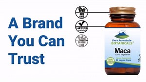 Pure Mountain Botanicals Maca Root Capsules - Kosher Vegan Caps Now with 1000 mg Organic Raw Macca and Gelatinized Maca Root Supplement