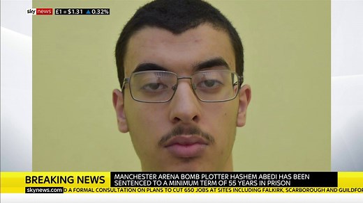 BREAKING: Hashem Abedi, the brother of Manchester Arena bomber Salman Abedi, has been sentenced to at least 55 years in prison for his part in the atrocity. Read more here: https://trib.al/nn0plnW | Sky News